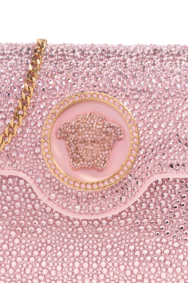 VERSACE leather Medusa bag-shaped mirror bag charm key ring pink